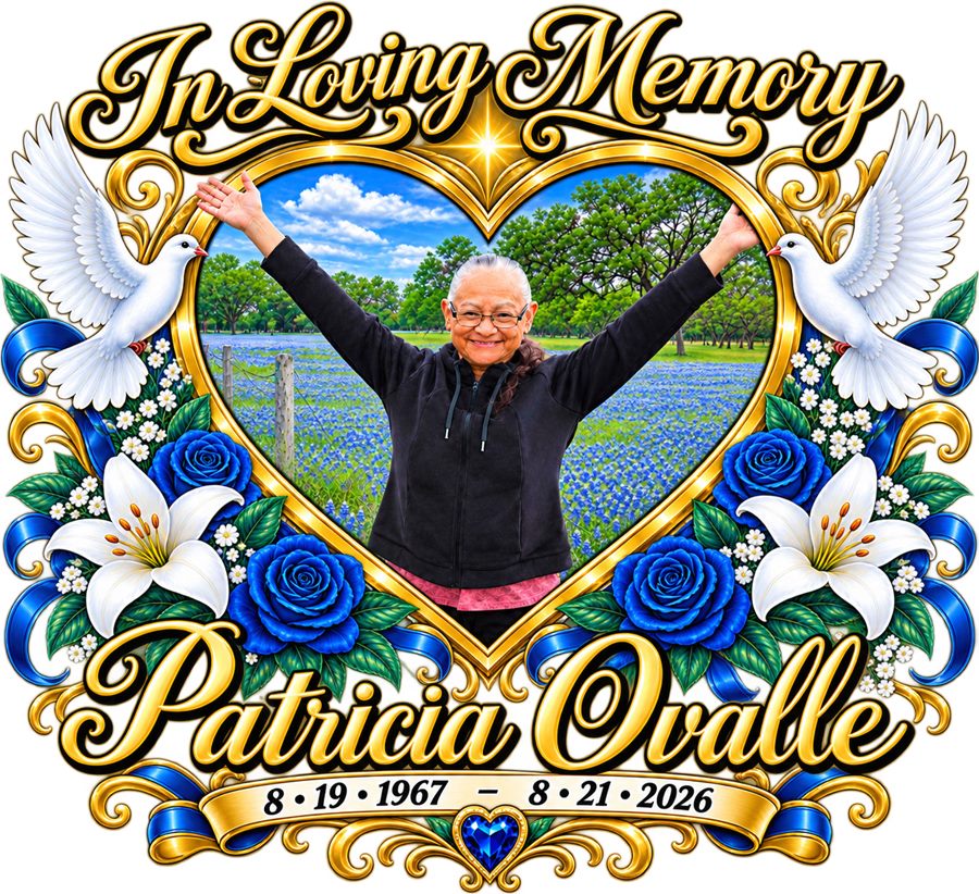 Custom memorial tribute design example — In Loving Memory, Patricia Ovalle
